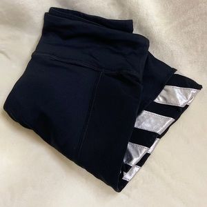 Yoga capris with mesh side panels.